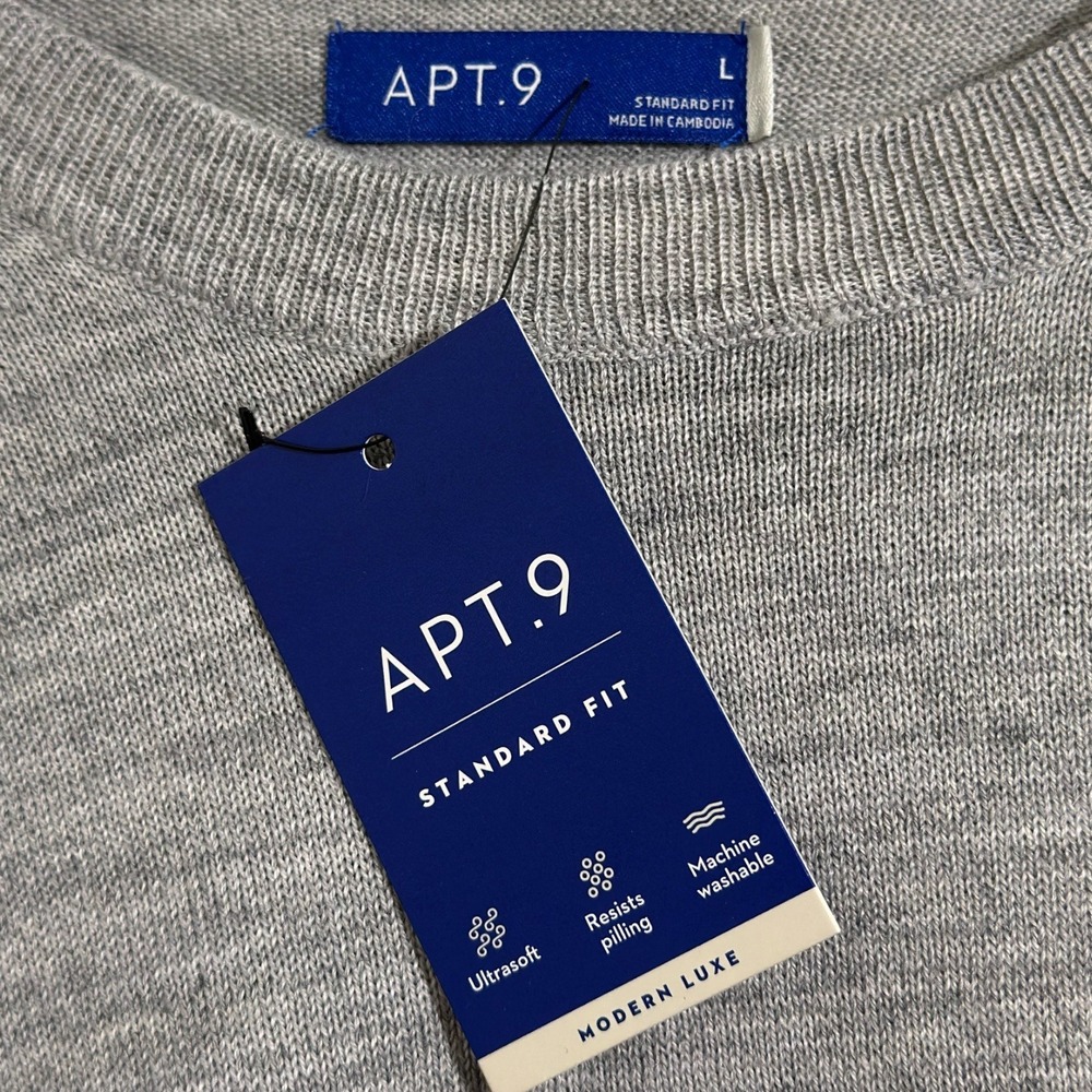 Apt 9 Modern Luxe Merino Wool Blend Colorblock Crewneck Sweater Men's Large NWT - Picture 6 of 8